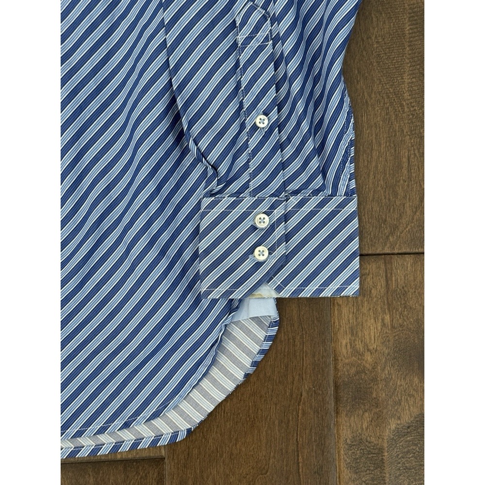 Tommy Hilfiger Button Down Shirt Mens Size Medium Blue Striped 100s 2 Ply-Fabric - Picture 5 of 8